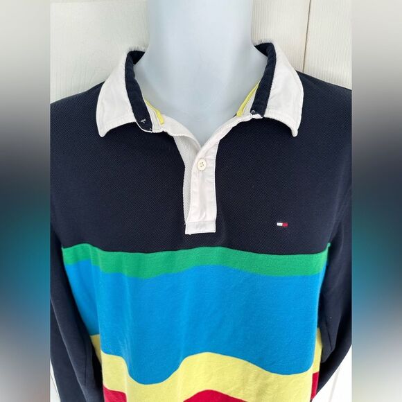 Tommy Hilfiger Rugby Polo Colorblock Shirt Top Size Large - Picture 6 of 10